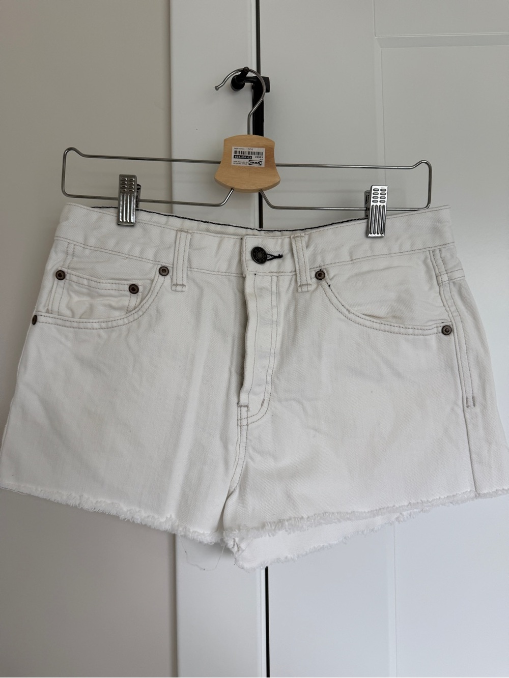 NWOT Free People White Denim Cut-Off Button Fly Shorts